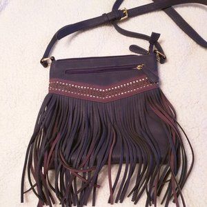Purple Vieta Shoulder Bag with Fringe - new